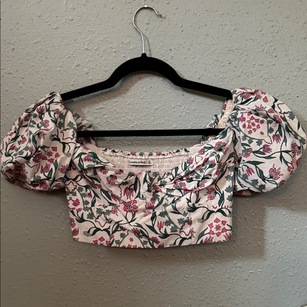 Abercrombie & Fitch Pink and Green Floral Blouse
